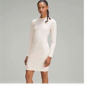 Lululemon Ribbed Long-Sleeve Dress, White Opal, Size 8
